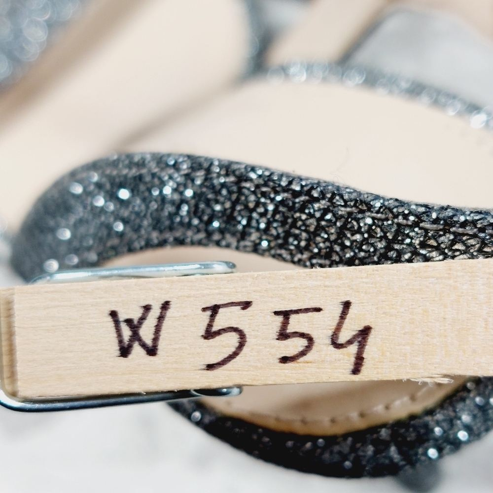 NEW Pelle Moda Rooni Silver Sparkle Mid Heel Slip On Sandals W554 - Picture 13 of 13